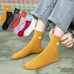 Women Socks 3 Pairs Autumn Winter Fashion Vintage For Cotton Letter Printing Candy Color Female Casual Simple Cute