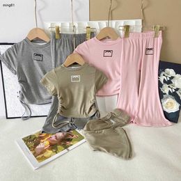 Brand baby tracksuits summer Two piece set kids designer clothes Size 80-130 CM girls Short sleeved T-shirt And wide leg pants 24April