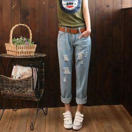 Women's Jeans Hole Ripped Women Loose Ankle-length Harem Pants Trousers Boyfriend For Womens Casual Denim