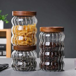 Food Savers Storage Containers Glass sealed jar with Lid kitchen food container Gourd Shape storage bottle Tea coffee beans grains candy H240425