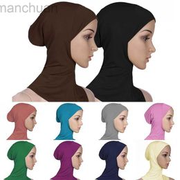 Hijabs Women Muslim Underscarf Head Cover Muslim Headscarf Inner Hijab Caps Islamic Underscarf Ninja Hijab Scarf Hat Cap Bone Bonnet d240425