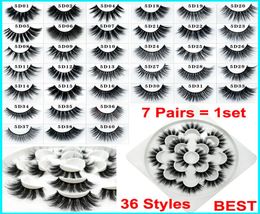 3D Mink Makeup False Eyelashes 7 Pairs Dramatic Handmade Strip Lashes Natural Thick Soft Volume Faux Mink False Eyelashes5185025