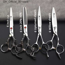 Hair Scissors Hair Scissors 6 Inch Haircutting Refined Professional Hairdressing Japanese 440C Steel Original Barber Q240425