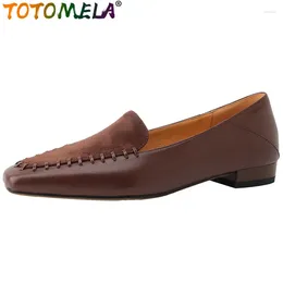 Casual Shoes TOTOMELA 2024 Vintage Square Toe Kid Suede Woman Loafers Slip On Flats Office Ladies Spring