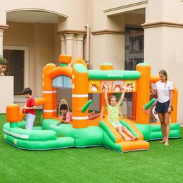 Set da gioco all'aperto per bambini GRANDE CASTLE CASTLE Bounce Jumping House for Kid Party Entertainment Bouncer Slide House Jumper With Ball Pit Playhouse Backyard Fun divertimento