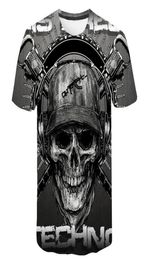 Skull T shirt Men Skeleton Tshirt Punk Rock Tshirt Gun T shirts 3d Print Tshirt Vintage Men Clothing Summer tops Plus Size 6XL3606690