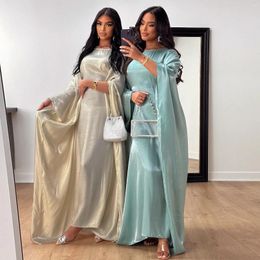 Ethnic Clothing Butterfly Abaya Inside Inner Belt Muslim Party Dress Shiny Abayas For Women Dubai Luxury Turkey Islam Clothes Ramadan Eid