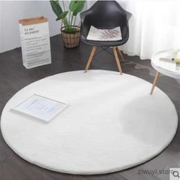 Carpets Thickened Rabbit Fur Round Carpet For Living Bedroom Home Decor Solid Color Rug Coffee Table Foot Mats White Fluffy Plush Carpet