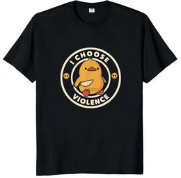 Men's T-Shirts I Choose Violence T Shirt Funny Duck Humor Slogan Streetwear Oversized Casual 100% Cotton O-neck EU Size T-shirtsL2425