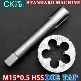 0.5 M15X0.5 Straight Handle Standard Machine Die Tap Right High Speed Steel Wire Tapping Drill Round Metal Set