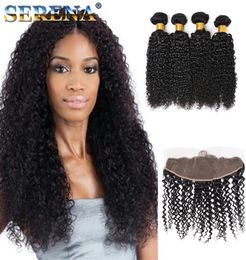 Human Hair Extensions Weft Malaysian Deep Wave Curly 4 Bundles With 13 X 4 Lace Frontal Hair Weaves Hair Bundles With Frontal 5 Pi4128854