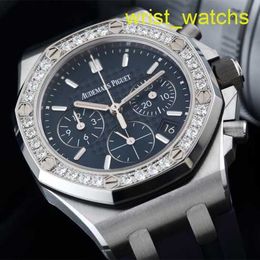 AP Moissanite Wrist Watch Royal Oak 26231 Automatic Machinery 37mm Diameter New Blue-faced Steel Case Original Diamond