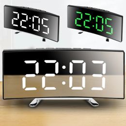 Clocks Mirror LED Digital Clock Creative Digital Alarm Clock 6inch Large Display USB Charging/Battery Powered Bedside Table Clock