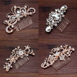 Wedding Hair Jewellery Luxury Crystal Butterfly Headdress Bridal Headpiece Rose Gold Colour Pearl Wedding Hair Comb For Women Bride Jewellery d240425