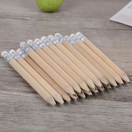 100PCS Wholesale Mini Size 10cm long Simple Wood Pencils With Eraser Log Pencil Short Size Pencil For Kids And Children 240417