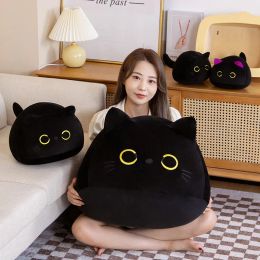 Toys 9cm70cm Kawaii Big Size Plush Cat Pillow Round Black Cat Bed Cushion Sleeping Toys Stuffed Soft Animal Dolls Kids Birthday Gift