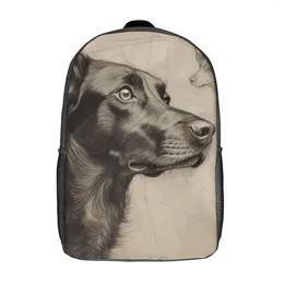 Backpack Dog Pencil Drawing Trence Malik Style Outdoor Backpacks Male Funny School Bags Custom Durable Rucksack