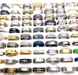 50pcsLOT Top Stainless Steel Ring for Men Women Fashion Jewelry Style Finger Rings Party Favor Couple Gifts Whole Bulk6564684