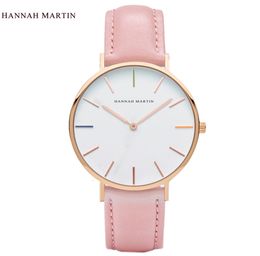2017 New Designer HANNAH MARTIN Women Ladies Female Clock Mens Top Brand Luxury Pink Fashion Casual Quartz Leather Nylon Watches9697525