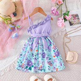 Clothing Sets Dress For Kids 1 - 6 Years Old Birthday SummerRuffles Floral Off Shoulder Sleeveless Princess Dresses Ootd Baby Girl