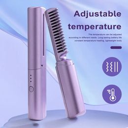 Compact Hair Straightener for Home Use Portable Wireless Straightening Comb Travel Salon Adjustable Curly 240424
