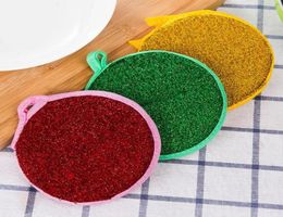 cheap colored round shaped double side non stick oil kitchen sponge dish scrubbers pads washing cleaning tools 3698490