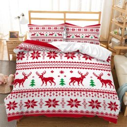 sets Merry Christmas Bedding Set 3d Super King Size Duvet Cover Set Digital Printing New Year Gift Snowflake Deer Comforter Cover Set