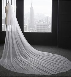 Cut Edge Wedding Veil 3 Meters Long Soft Bridal Veils With Comb Onelayer Ivory White Color Bride Wedding Accessories 3 metre widt3754960