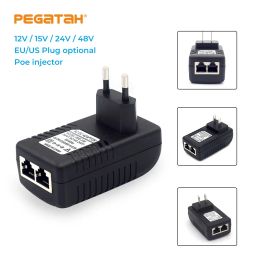 Chargers PEGATAH 100Mbps Passive POE Injector 12V2A/15V1A/24V1A/48V0.5A Output For POE Cam POE Adapter For IP Camera AP