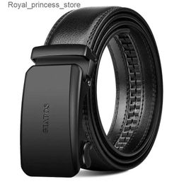 Belts Large size 130 140 150cm mens belt unisex leather belt womens black alloy automatic buckle belt fashionable 2024 Q240425