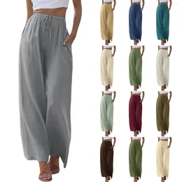 Women's Pants Trousers For Women Plus Size High Waisted Wide Leg Fashion Drawstring Elastic Comfy Pantalones