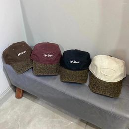 Ball Caps Korean Niche Leopard Print Baseball Cap Women Four-season Versatile Sunshade Cotton Sun