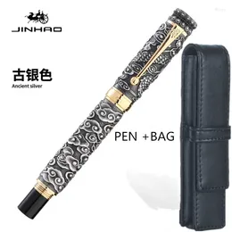 Jinhao Vintage Luxurious Metal Rollerball Pen Golden Dragon Cloud Heavy Big M Point 0.7 Carving Embossing Collection Gift