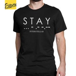 Men's T-Shirts Creative Interstellar S T A Y Morse Code T-Shirt Men Round Collar 100% Cotton T Shirts Short Sleeve Tee Shirt Classic Tops T240425