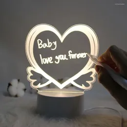 Table Lamps Note Board LED Night Light Luminous Acrylic Transparent Notepad Rewritable Message With Lights USB Power