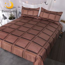 sets BlessLiving Chocolate Bar Bedding 3 Piece Super Soft Funny Bed Sets 3d Realistic Giant Chocolate Duvet Cover for Boys Girls