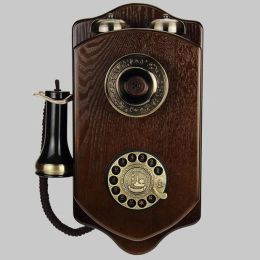 Accessories Retro Wall Mounted Fixed Telephone Corded Landline Phone Antique Home Hotel antique saloon decoration wood mechanical ringtone