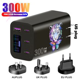 Chargers PSDA 3D GaN300W PD3.1 Charger 140W US EU AU UK OLED Display Charge Laptop Phone Earphone High Compatibility Fast Charging