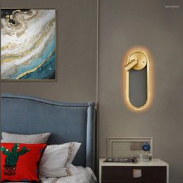 Wall Lamps Nordic Luxury Copper Light Indoor LED Creative Sconce Bedroom Reading Spotlight Golden Black Rotatable Oval Lamp 220V