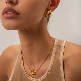 Stud Earrings Fashion Golden Chunky Snail Shape Spiral 18K PVD Plated Waterproof Choker Necklace Stainless Steel Neck Jewellery