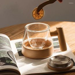 Mugs Japanese Style Filter Tea Cup Water Separation Thickened Heat-resistant Glass Office Creative Wooden Handle Magnetic