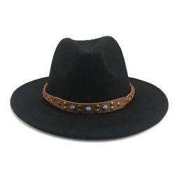 Wide Brim Hats Bucket Hats Felt Hat British Style and Vintage Style Top Hat Jazz Hat Autumn and Winter Felt Trilby for Men Women Fedora Hat Y240425