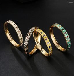 Bangle BUY High Quality Gold Color Copper Bangles For Women 2022 Fashion 4 Colors Enamel Personality Party Jewelry Femme Bijoux8206236