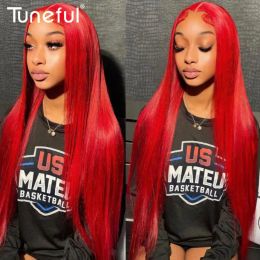 Wigs Red Coloured Human Hair Wigs 13x4 HD Lace Front Human Hair Wigs Brazilian Straight Lace Wig HD Transparent 180% Lace Frontal Wigs