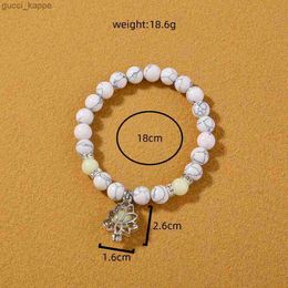 Beaded New Glow In The Dark Beaded Bracelet For Women Hollow Flower Turtle Lava Stone Beads Elastic Chain Bangle Fashion Jewellery