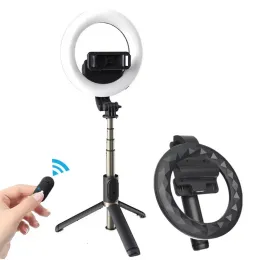 Sticks COOL DIER New Wireless Bluetooth Selfie Stick With 6 inch LED Ring Photography Light Foldable Tripod Monopod for iPhone Android