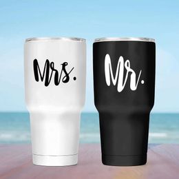 Tumblers 22oz Mr And Mrs Wine Tumbler Set For Couples Insulated Travel Wedding Engagement Gift 2pcs/Set H240425