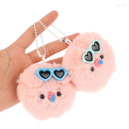 Keychains 1Pc Squeak Cute Pearl Pig With Sunglasses Plush Doll Keychain Creative Fluffy Soft Stuffed Toy Backpack Pendant For Kids Gift