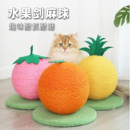 Toys Sisal Ball Small Cat Climbing Frame, Orange Scratching Board, Sisal Scratching Column, Strawberry Cat Toy, Pet Supplies