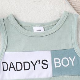 Clothing Sets Baby Boys Contrast Colour Set Round Neck Letter Print Tank Tops Elastic Waist Shorts Toddler 2 Piece Father S Boy Outfits